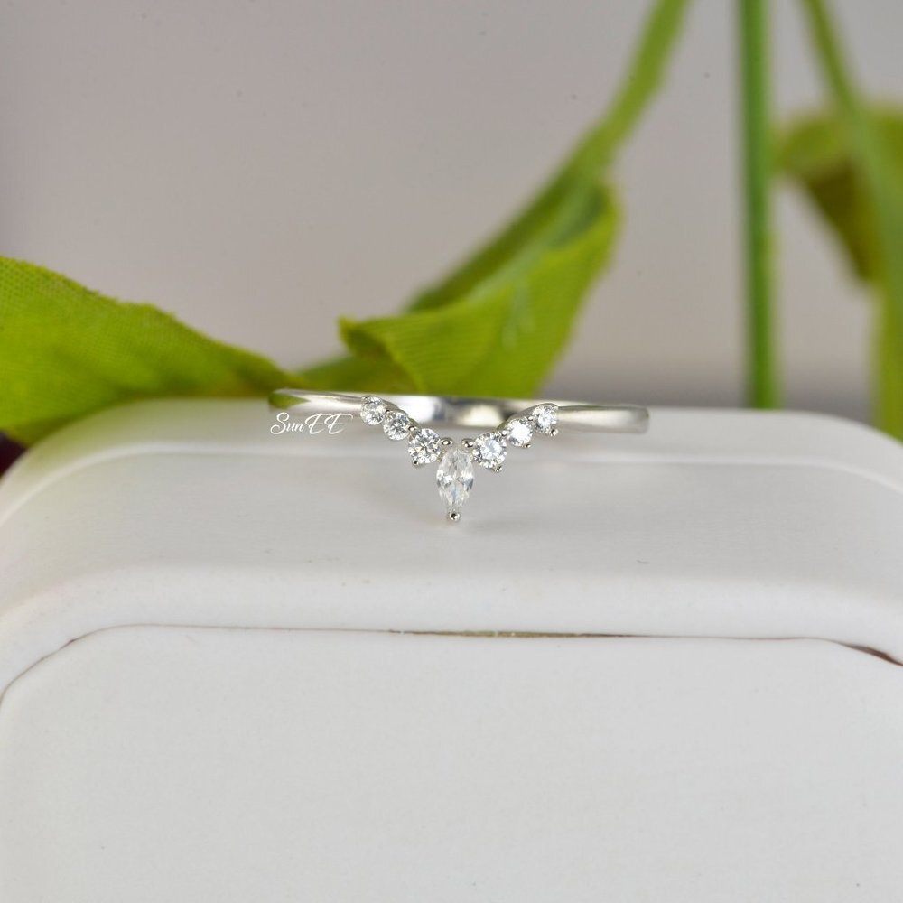 Real 925 Brilliant Cut Wedding Band Ring